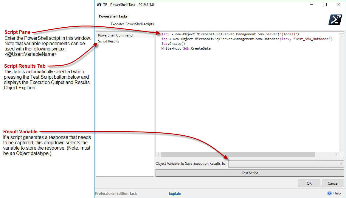 PowerShell Task PowerShell Command View